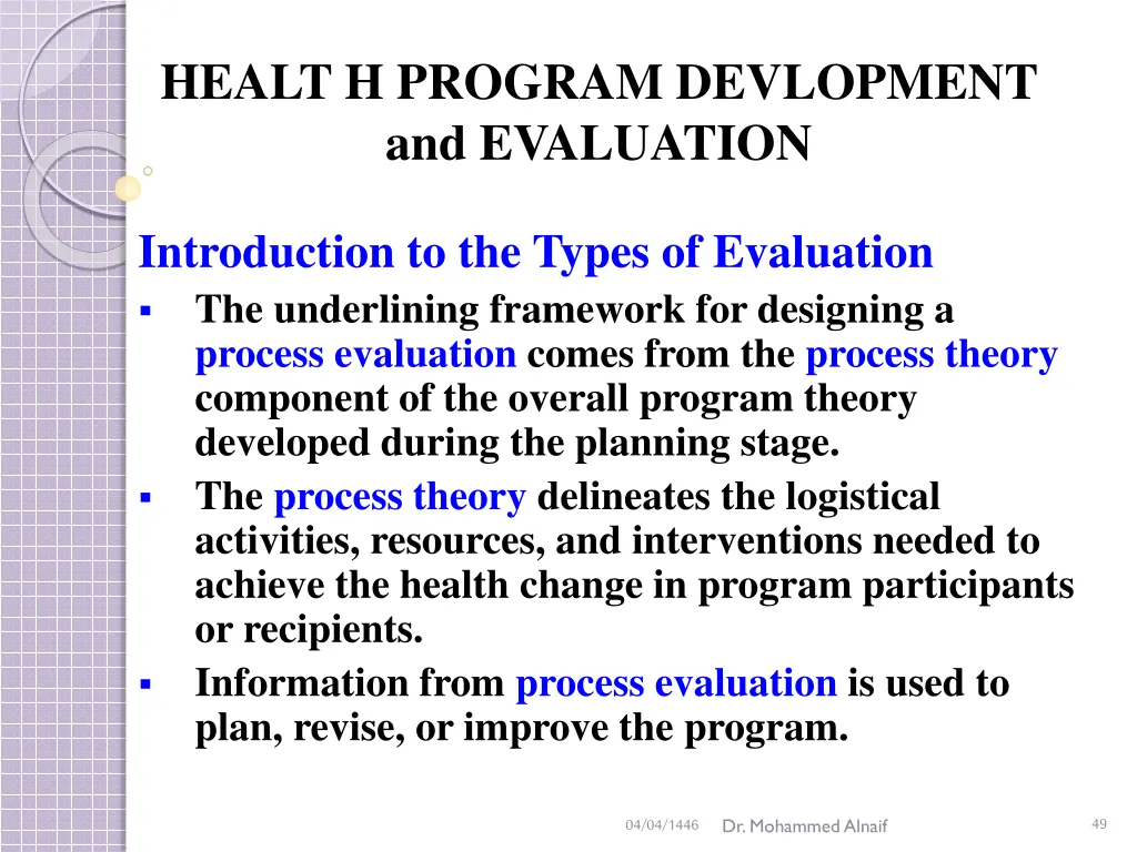 healt h program devlopment and evaluation 43