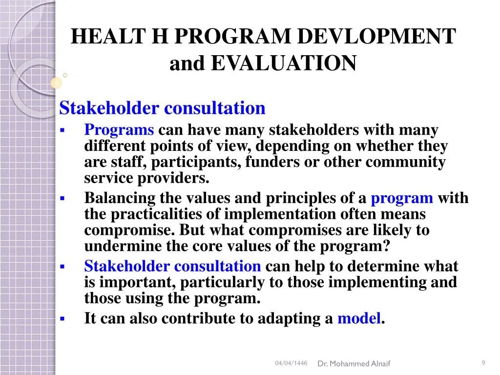 healt h program devlopment and evaluation 6