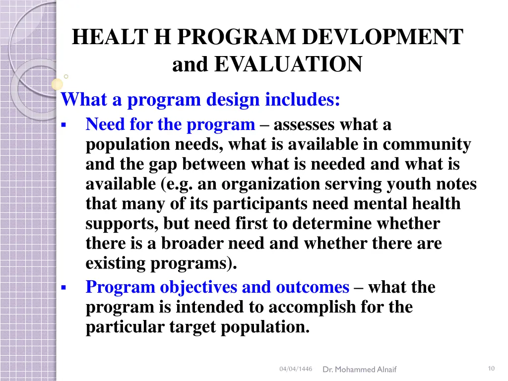 healt h program devlopment and evaluation 7