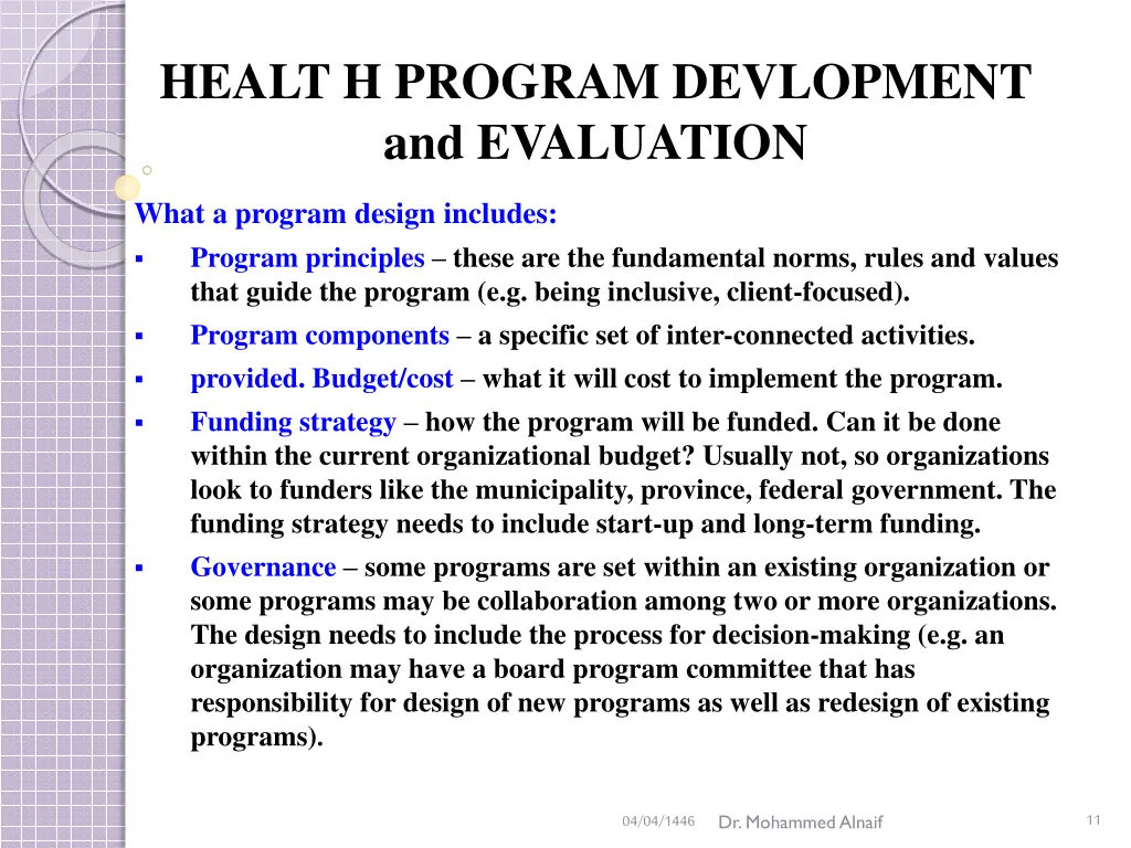 healt h program devlopment and evaluation 8