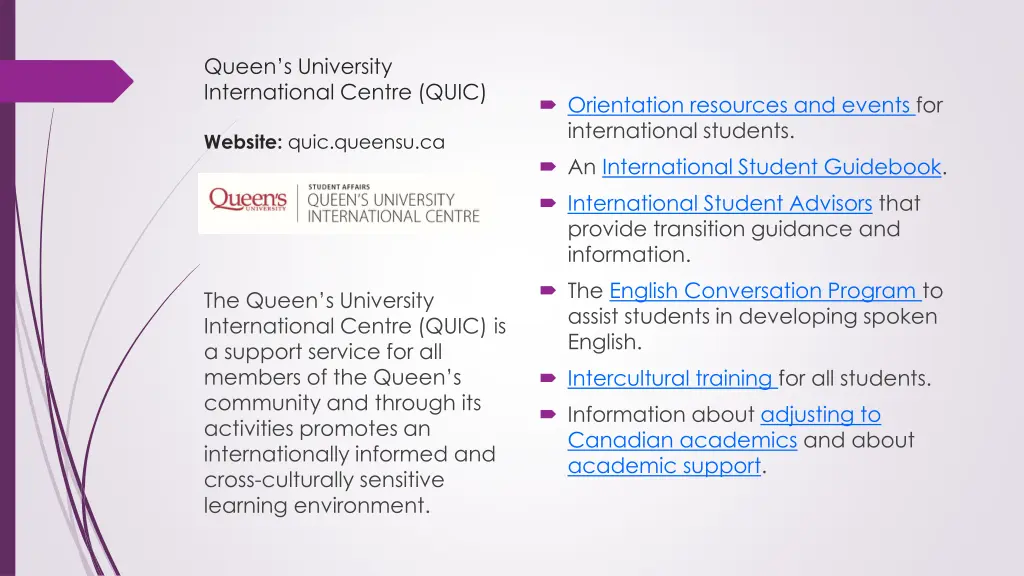 queen s university international centre quic