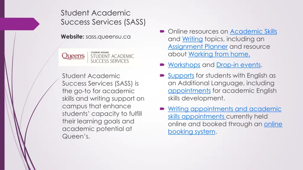 student academic success services sass