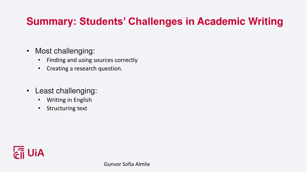 summary students challenges in academic writing