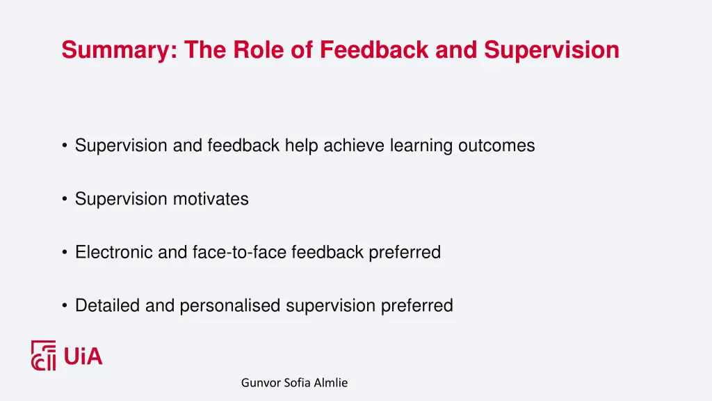 summary the role of feedback and supervision