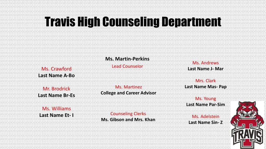 travis high counseling department