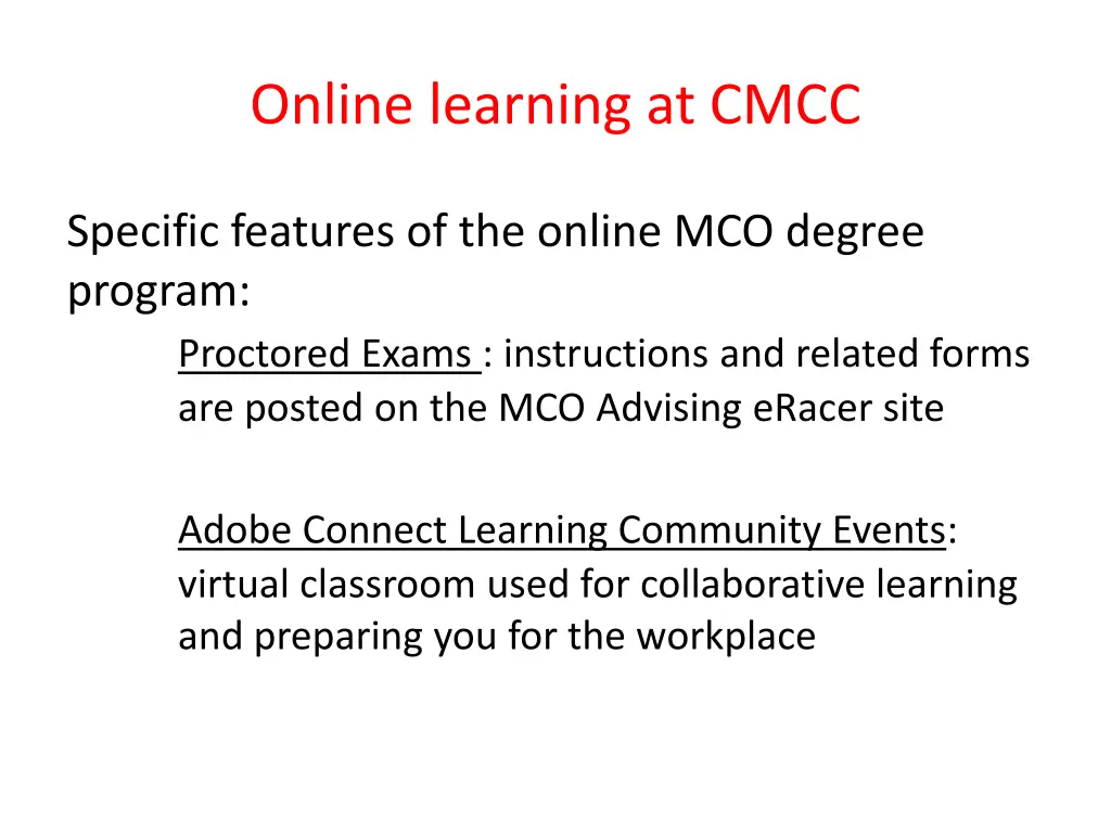 online learning at cmcc 2