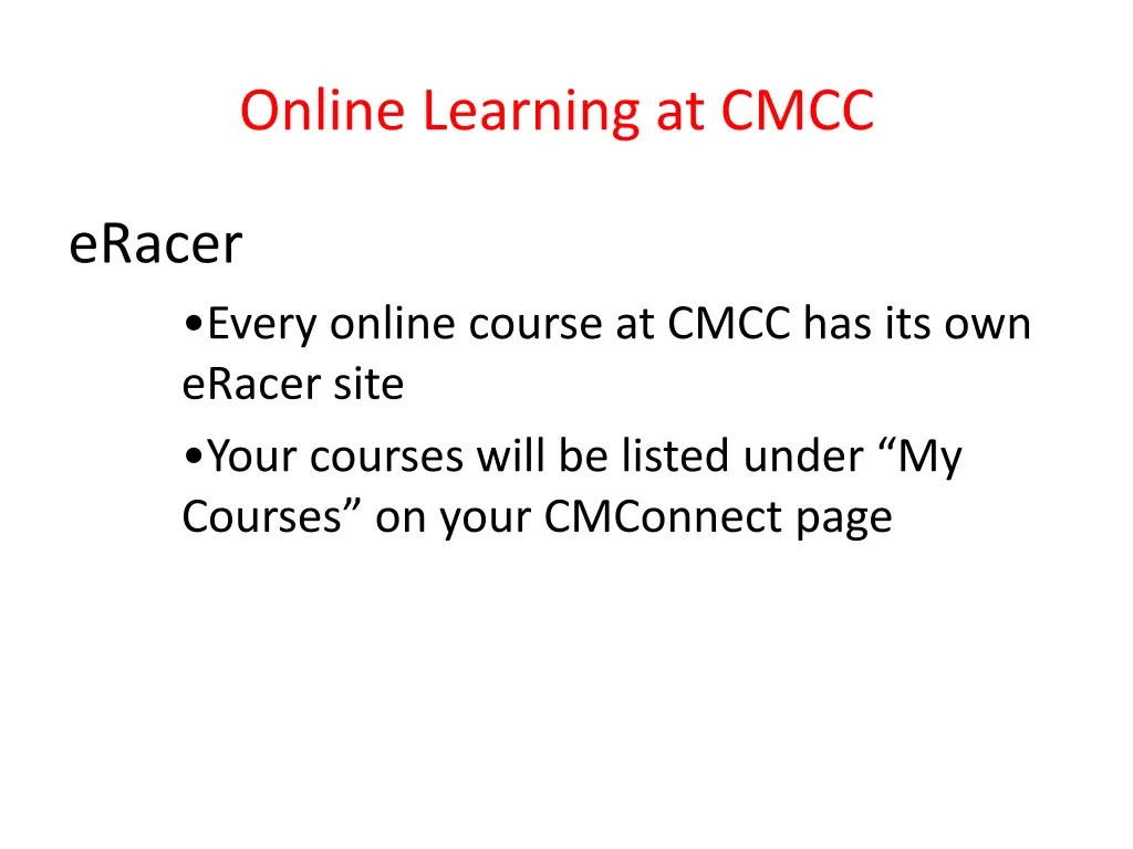 online learning at cmcc