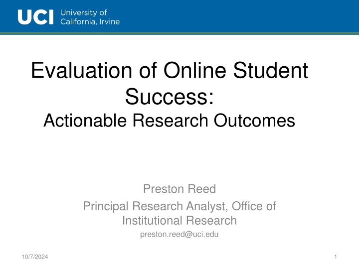 evaluation of online student success actionable