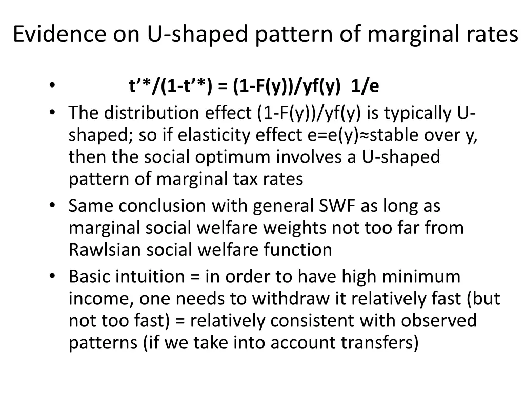 evidence on u shaped pattern of marginal rates