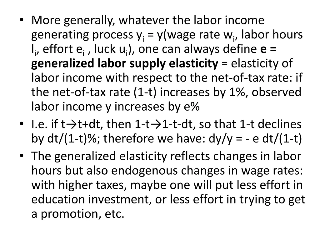 more generally whatever the labor income