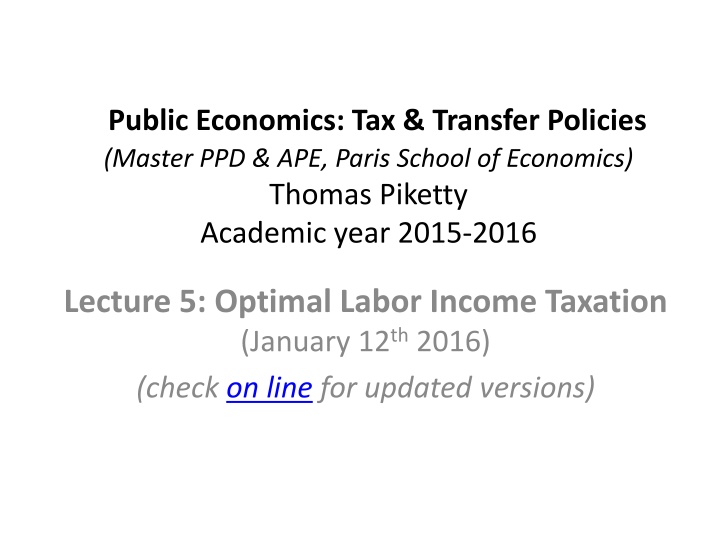 public economics tax transfer policies master