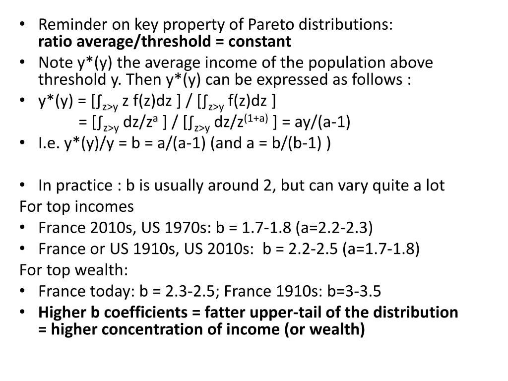 reminder on key property of pareto distributions