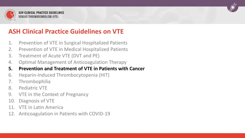 ash clinical practice guidelines on vte