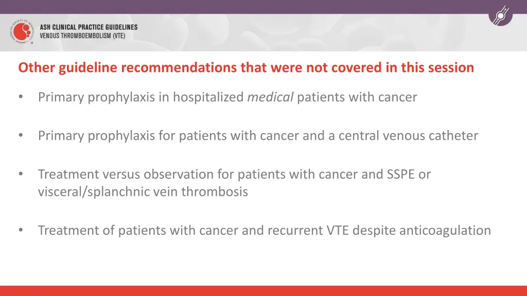 other guideline recommendations that were