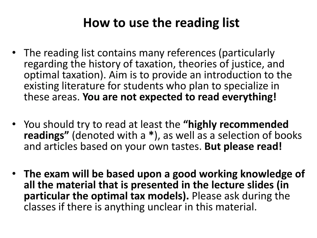 how to use the reading list