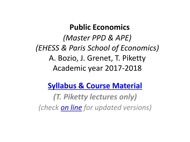 public economics master ppd ape ehess paris