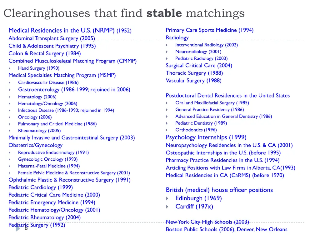 clearinghouses that find stable matchings