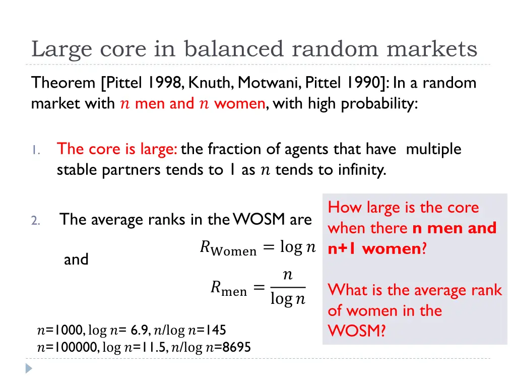 large core in balanced random markets