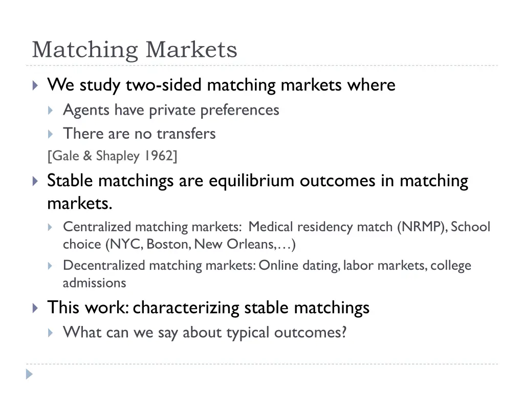 matching markets