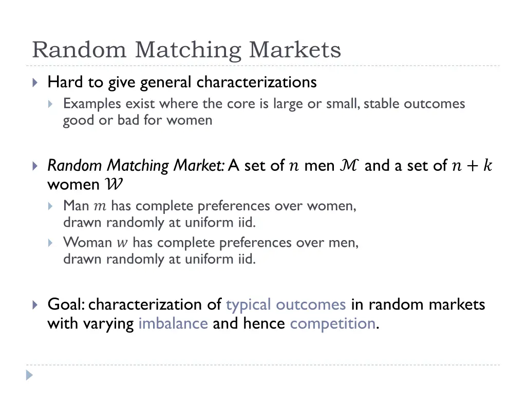 random matching markets