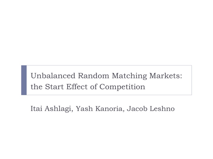 unbalanced random matching markets the start