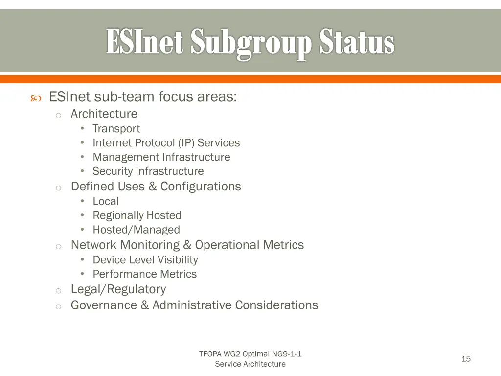 esinet subgroup status 1