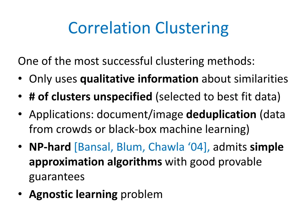 correlation clustering 1