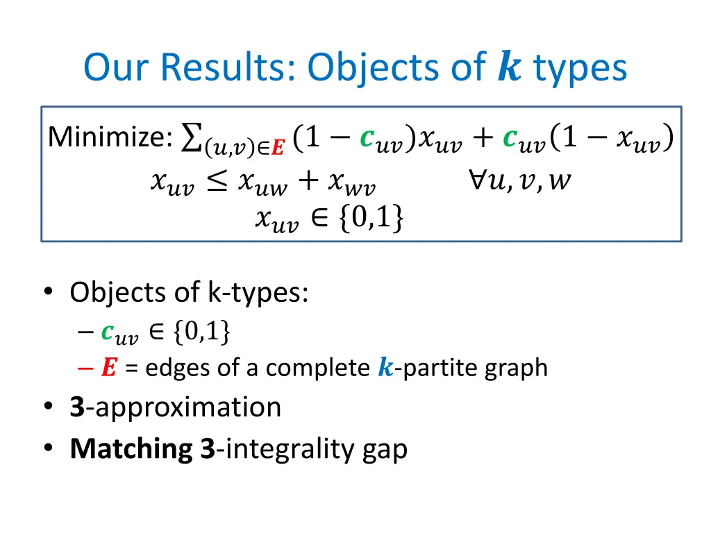 our results objects of types