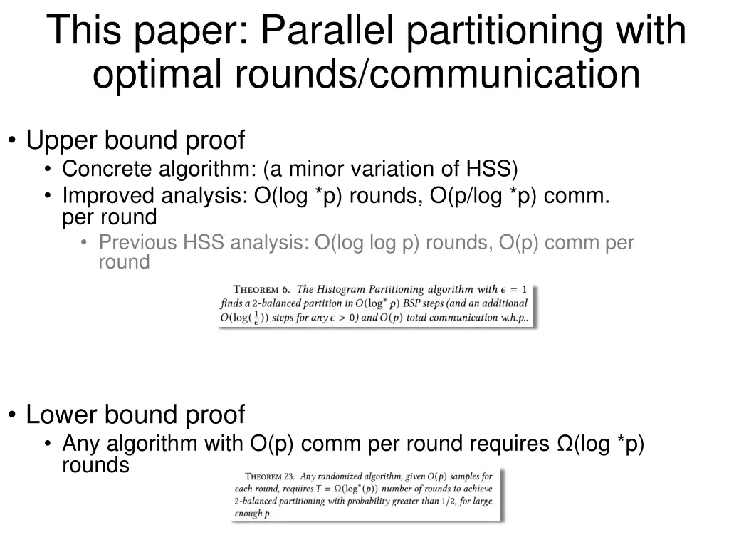 this paper parallel partitioning with optimal