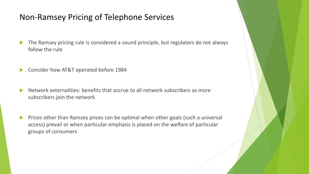 non ramsey pricing of telephone services