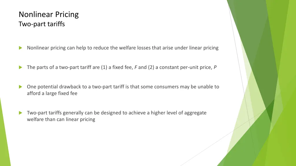 nonlinear pricing two part tariffs