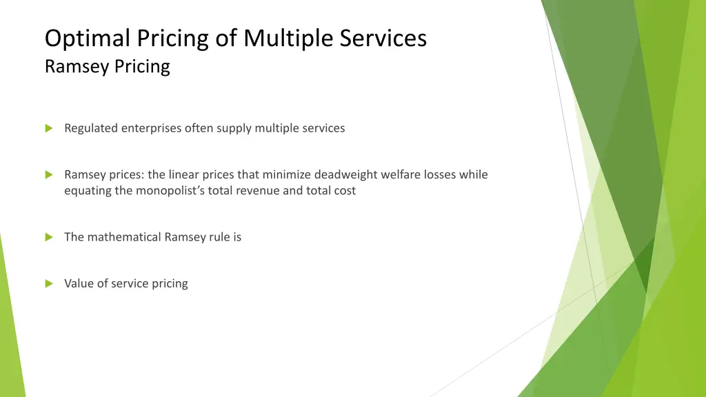 optimal pricing of multiple services ramsey