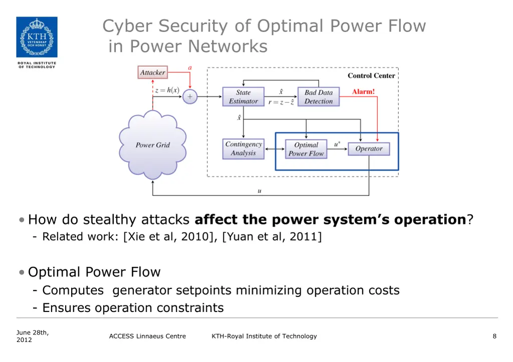 cyber security of optimal power flow in power