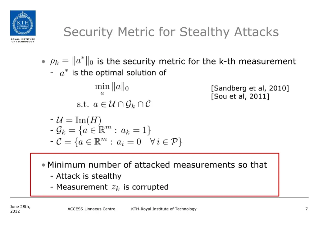 security metric for stealthy attacks