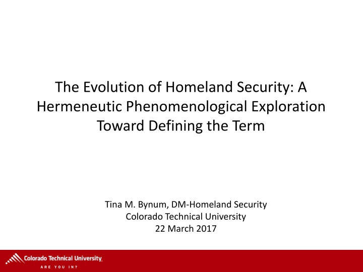 the evolution of homeland security a hermeneutic