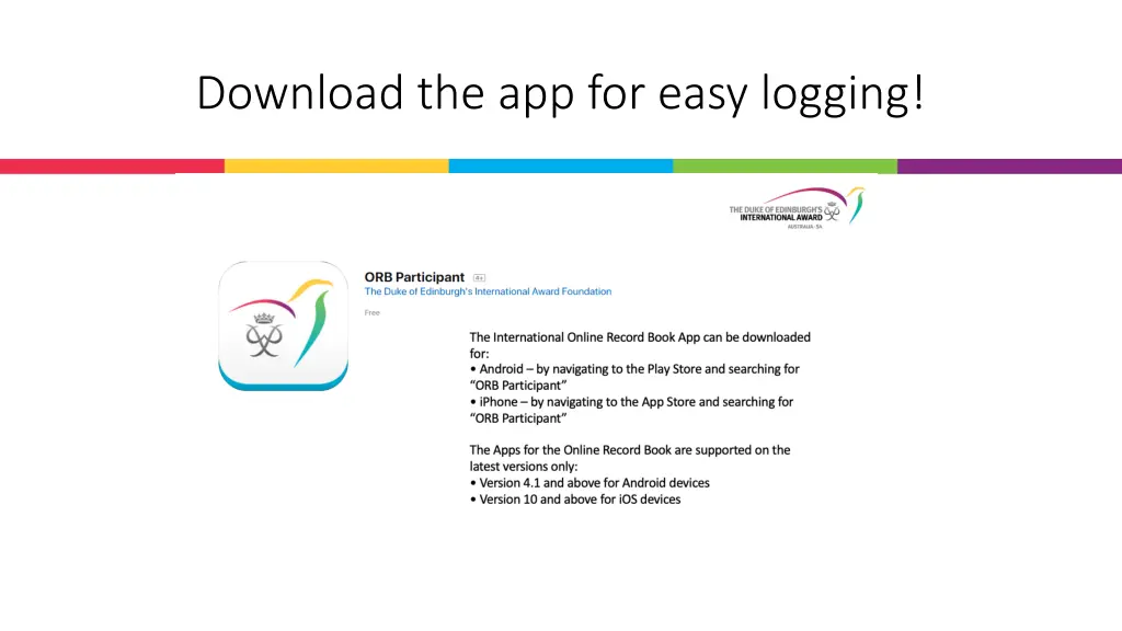 download the app for easy logging