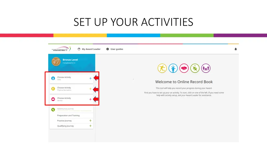 set up your activities