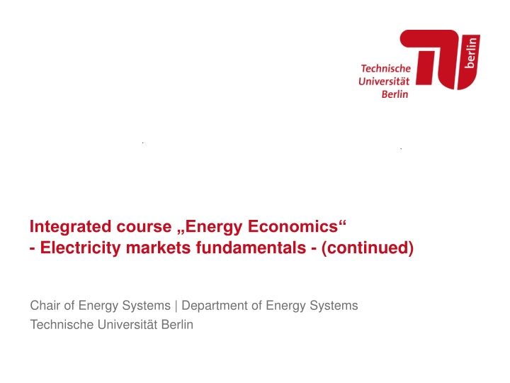 integrated course energy economics electricity