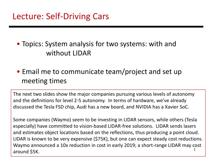 lecture self driving cars