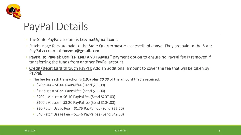 paypal details