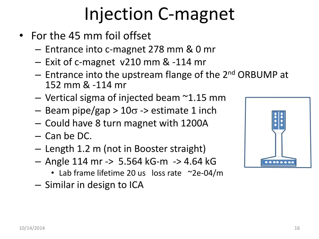 injection c magnet for the 45 mm foil offset