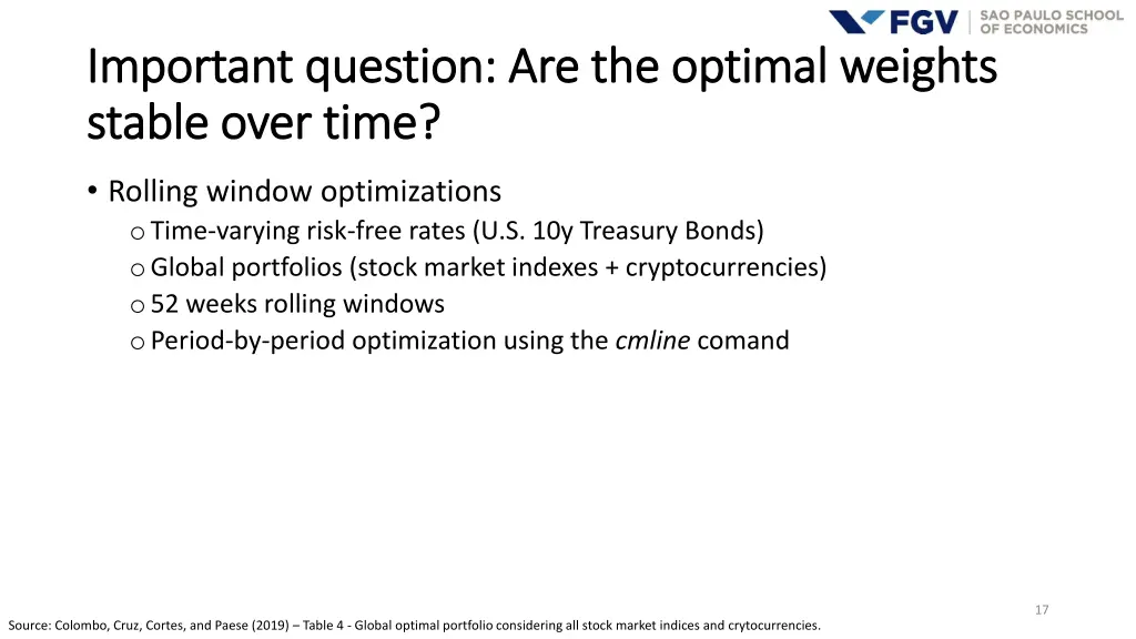 important question are the optimal weights