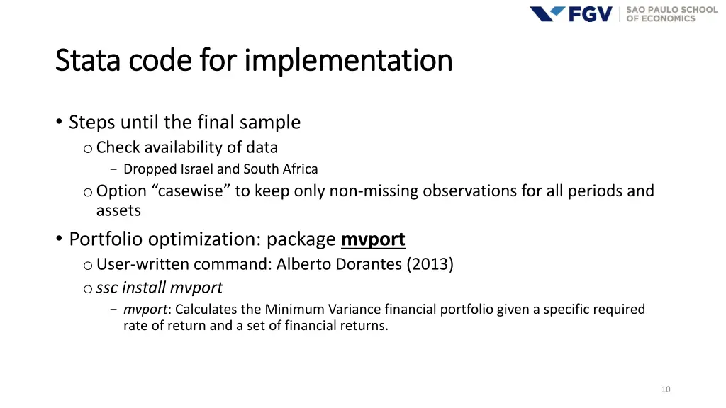 stata code for implementation stata code 1