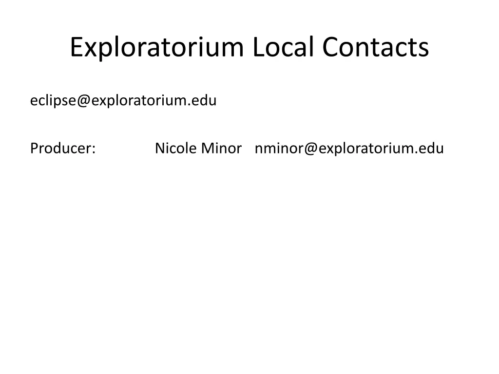 exploratorium local contacts