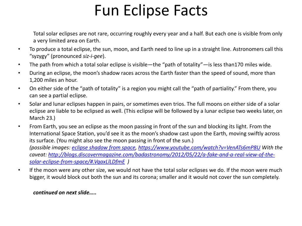 fun eclipse facts