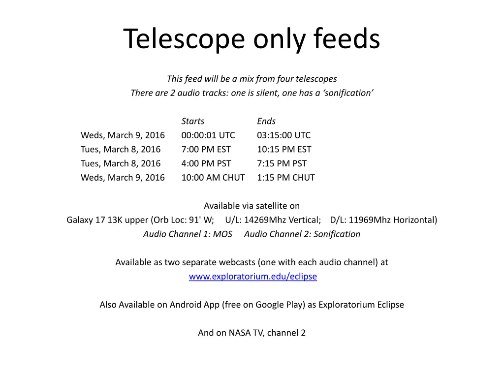 telescope only feeds