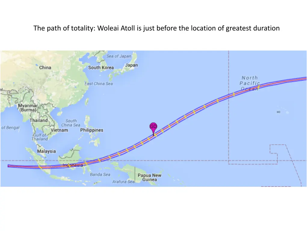 the path of totality woleai atoll is just before