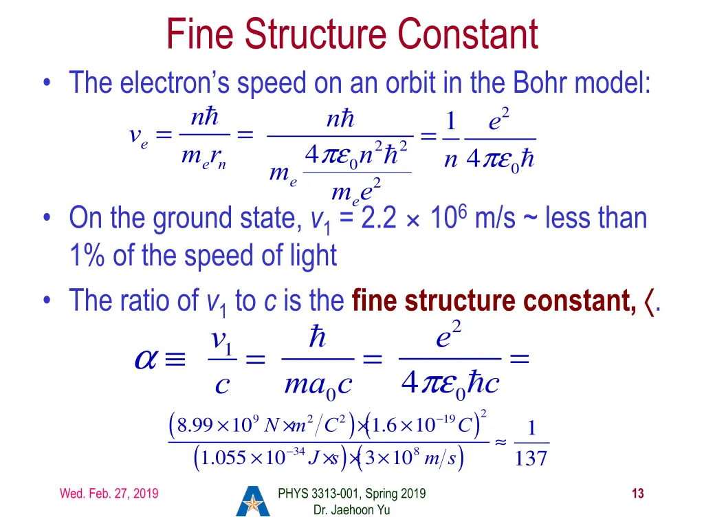 fine structure constant the electron s speed