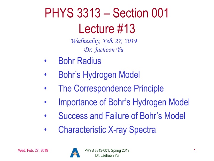 phys 3313 section 001 lecture 13 wednesday