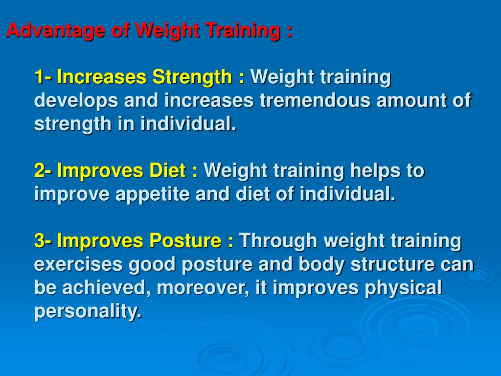 advantage of weight training